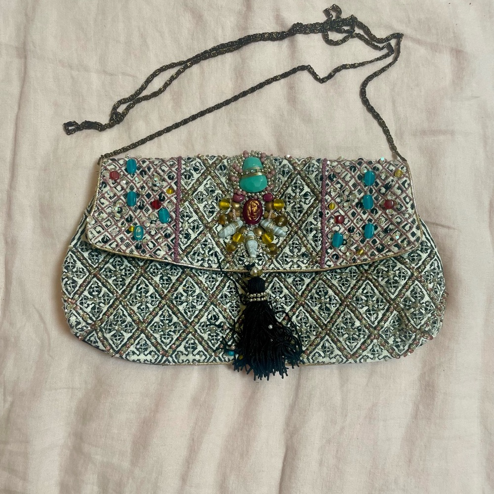 Embellished Multicolor Clutch Bag
